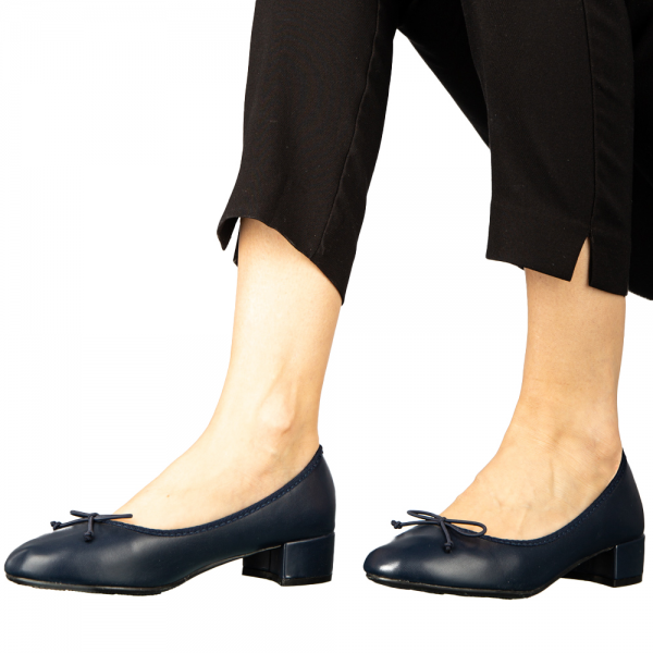 Pantofi dama cu toc albastri din piele ecologica Derigo, 6 - Kalapod.net